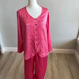 Gold Label Victoria's Secret Pink Silky Pajama Set Vintage 90s Barbie Glinda